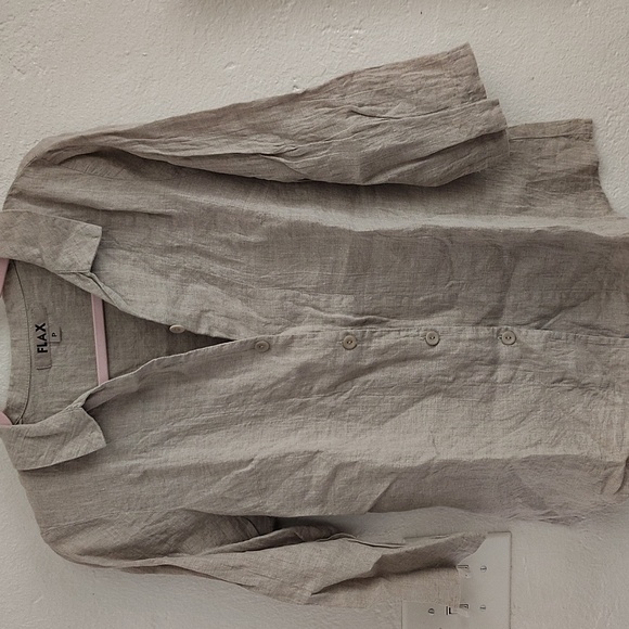 Flax tan size p button down quarter in sleeve - Picture 1 of 4